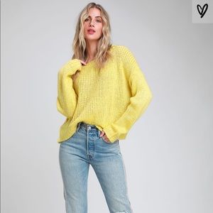Yellow Knit Loose Oversized Sweater